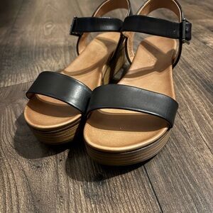 Black Leather Women's Sandals